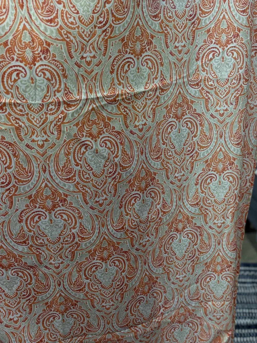 Cynthia Rowley Orange and Cream Printed Fabric Table Cloth Boho Paisley